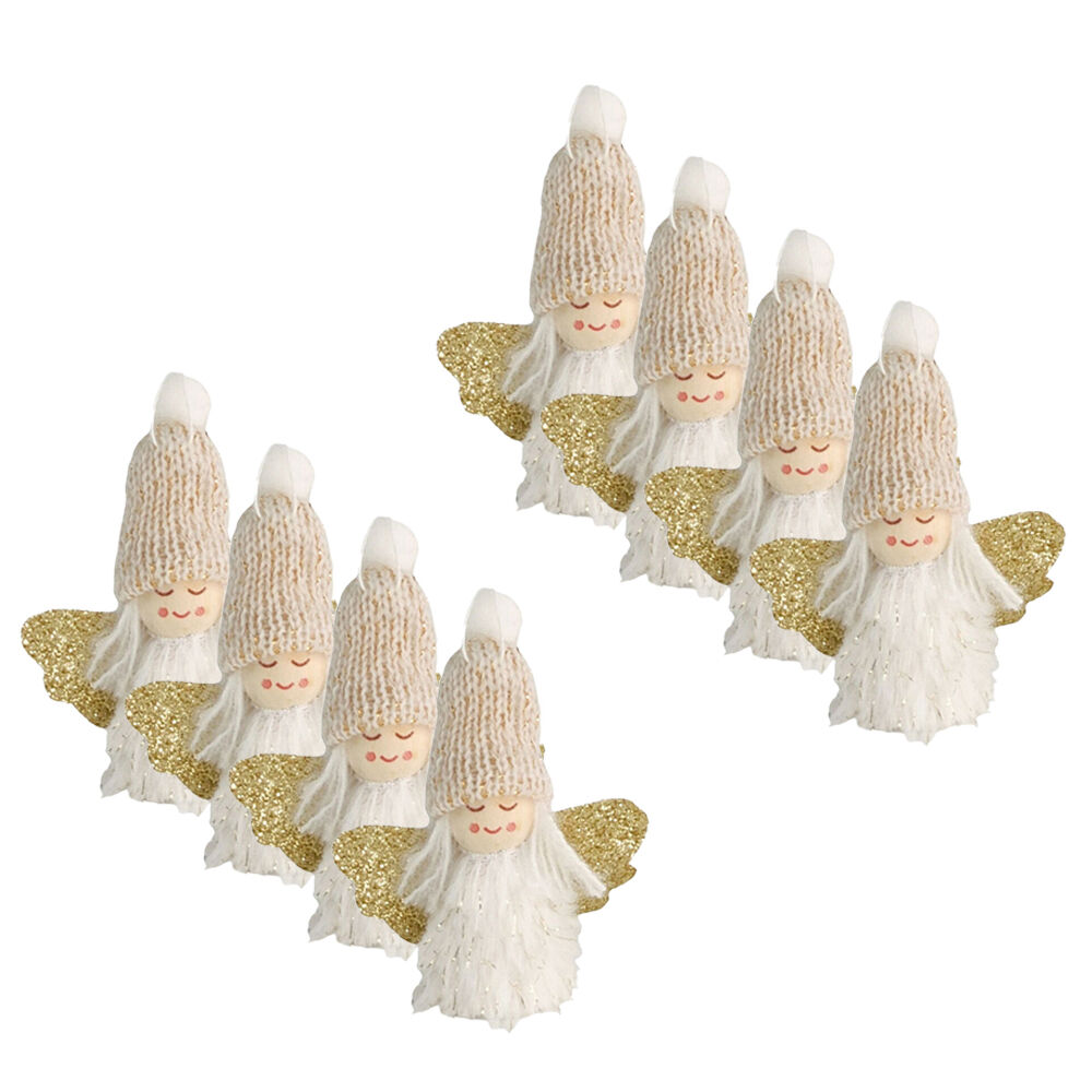 Urban Tomte Angel with Beanie Hanging Decoration 8cm White Assorted (8 Pack)