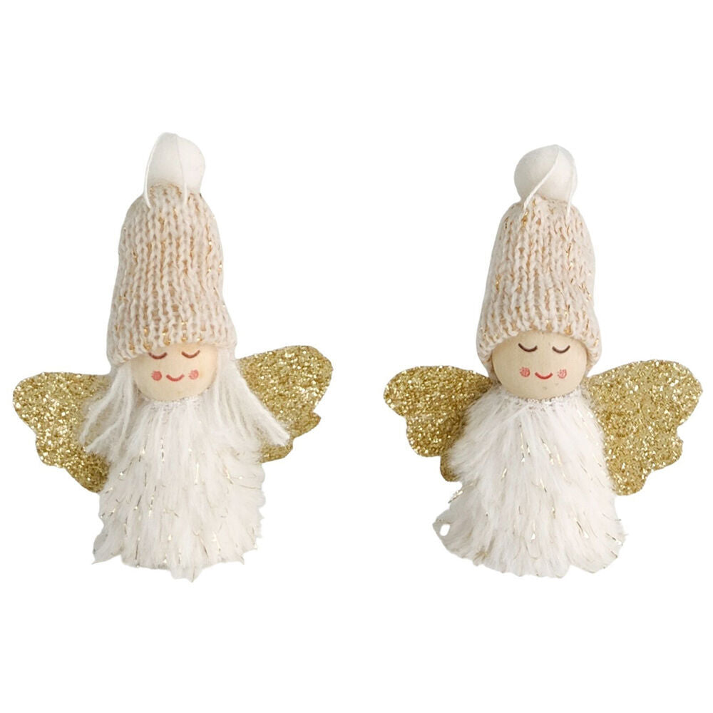 Urban Tomte Angel with Beanie Hanging Decoration 8cm White Assorted (8 Pack) — image 3