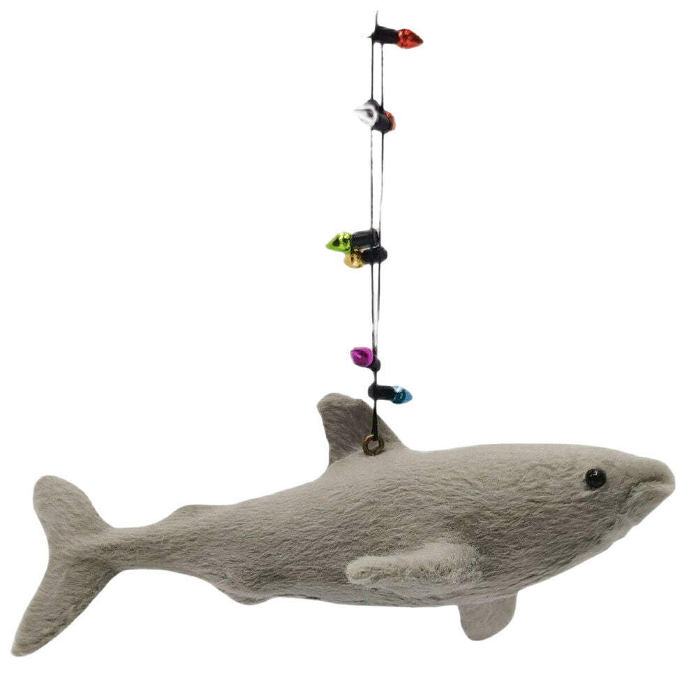 Urban 15cm Grey Furry Shark Hanging Christmas Tree Decoration