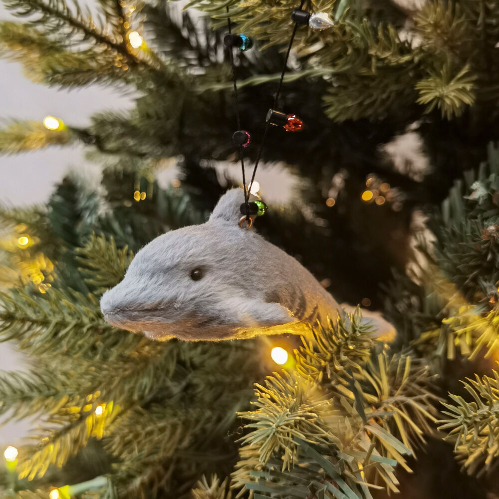 Urban 11cm Grey Furry Dolphin Hanging Christmas Tree Decoration — image 2