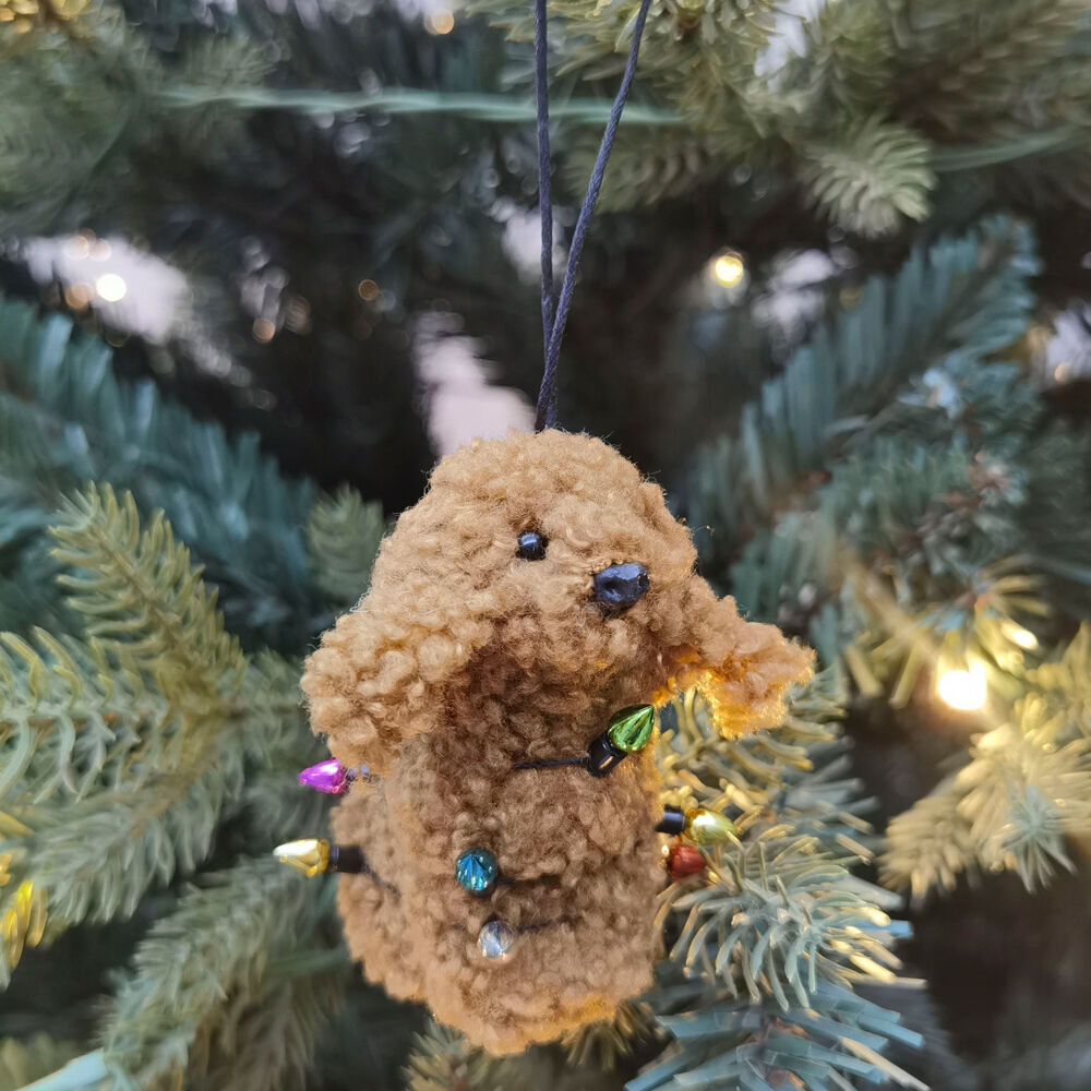 Urban Furry Oodle Dog Hanging Christmas Tree Decoration 8cm Brown (4 Pack) — image 3