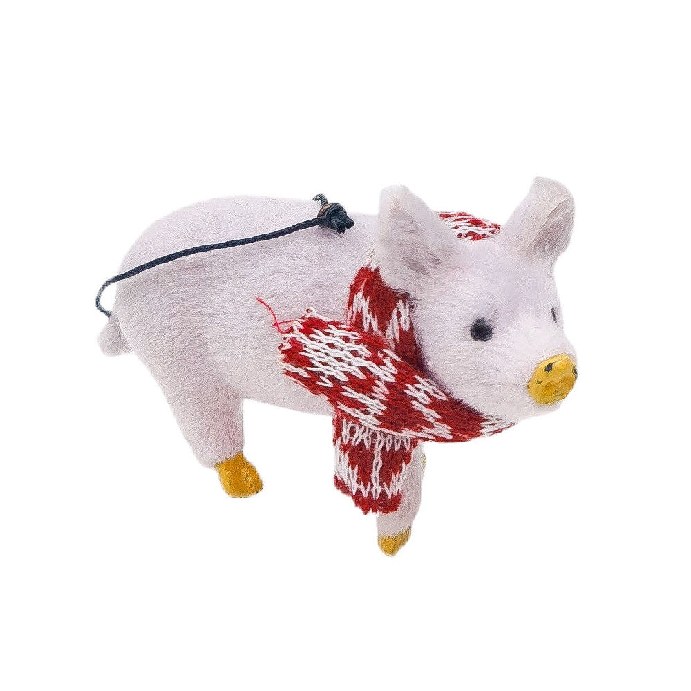 Urban 10cm Pink Furry Pig Hanging Christmas Tree Decoration Ornament