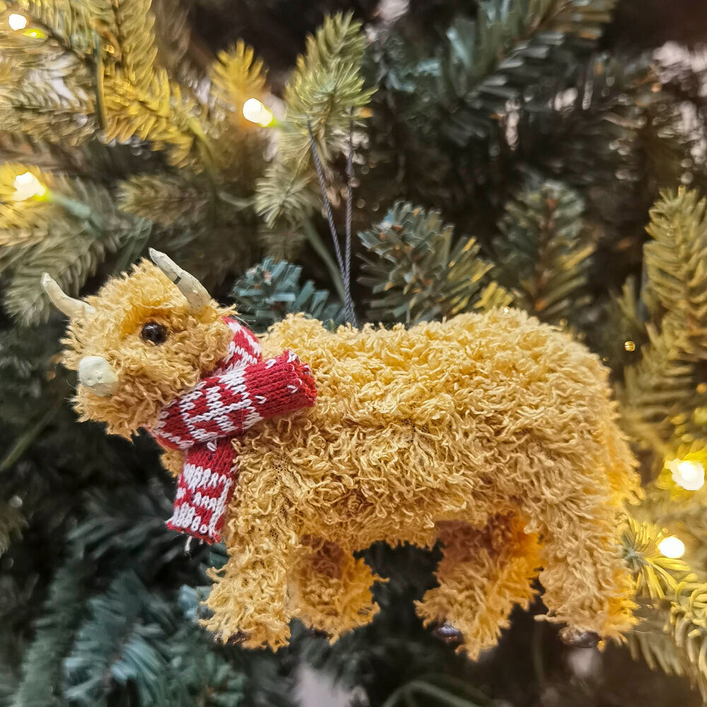 Urban 14cm Brown Highland Cow Hanging Christmas Tree Decoration — image 2