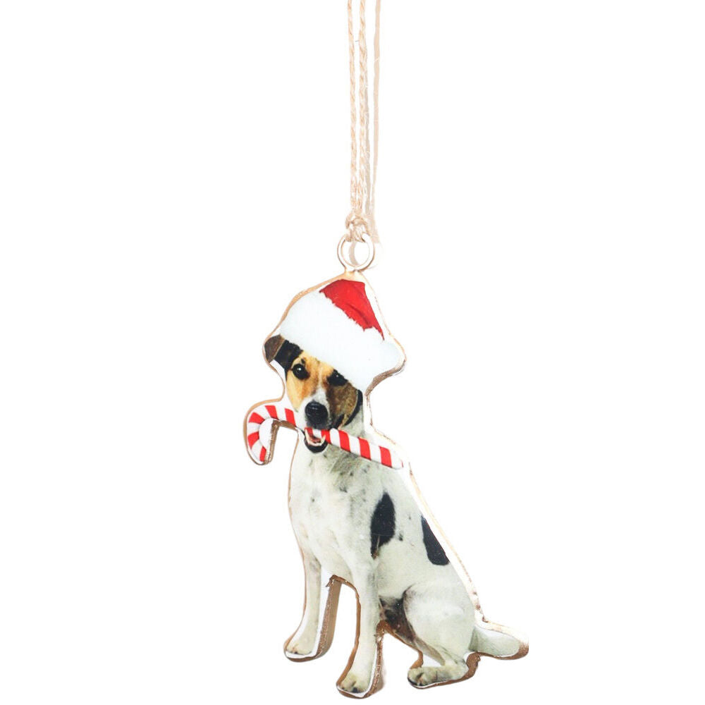 Urban 11cm Brown/White Christmas Dogs Hanging Decoration Assorted