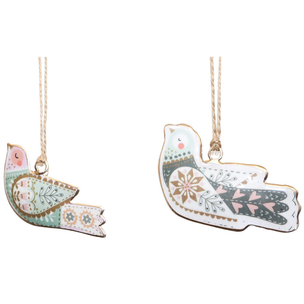 Urban Decorative Flying Bird Hanging Decoration 10cm Pink/Sage Assorted (6 Pack)