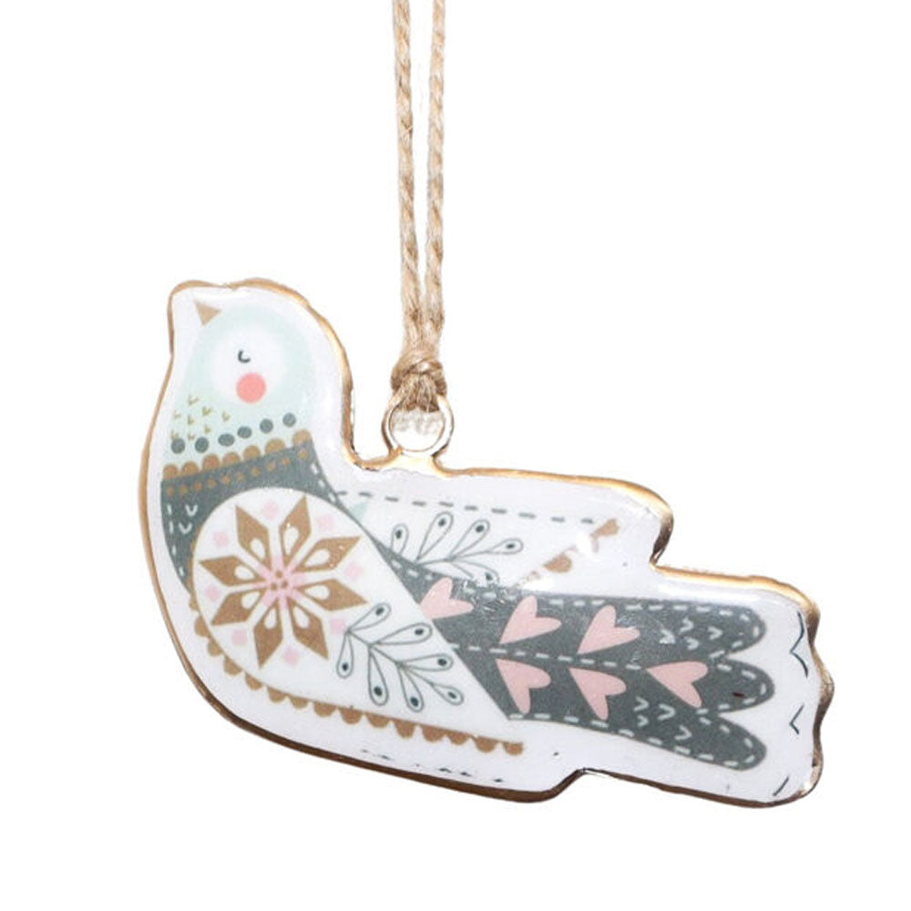 Urban 10cm Pink/Sage Decorative Flying Bird Hanging Decoration Assorted