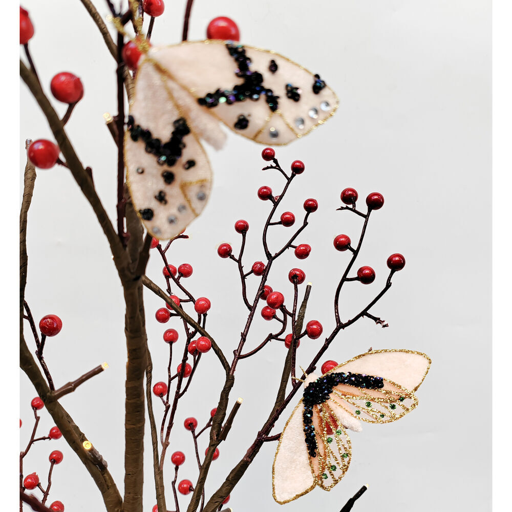 Urban 9cm Pink/Black Moth Clip Christmas Decoration Ornament — image 2