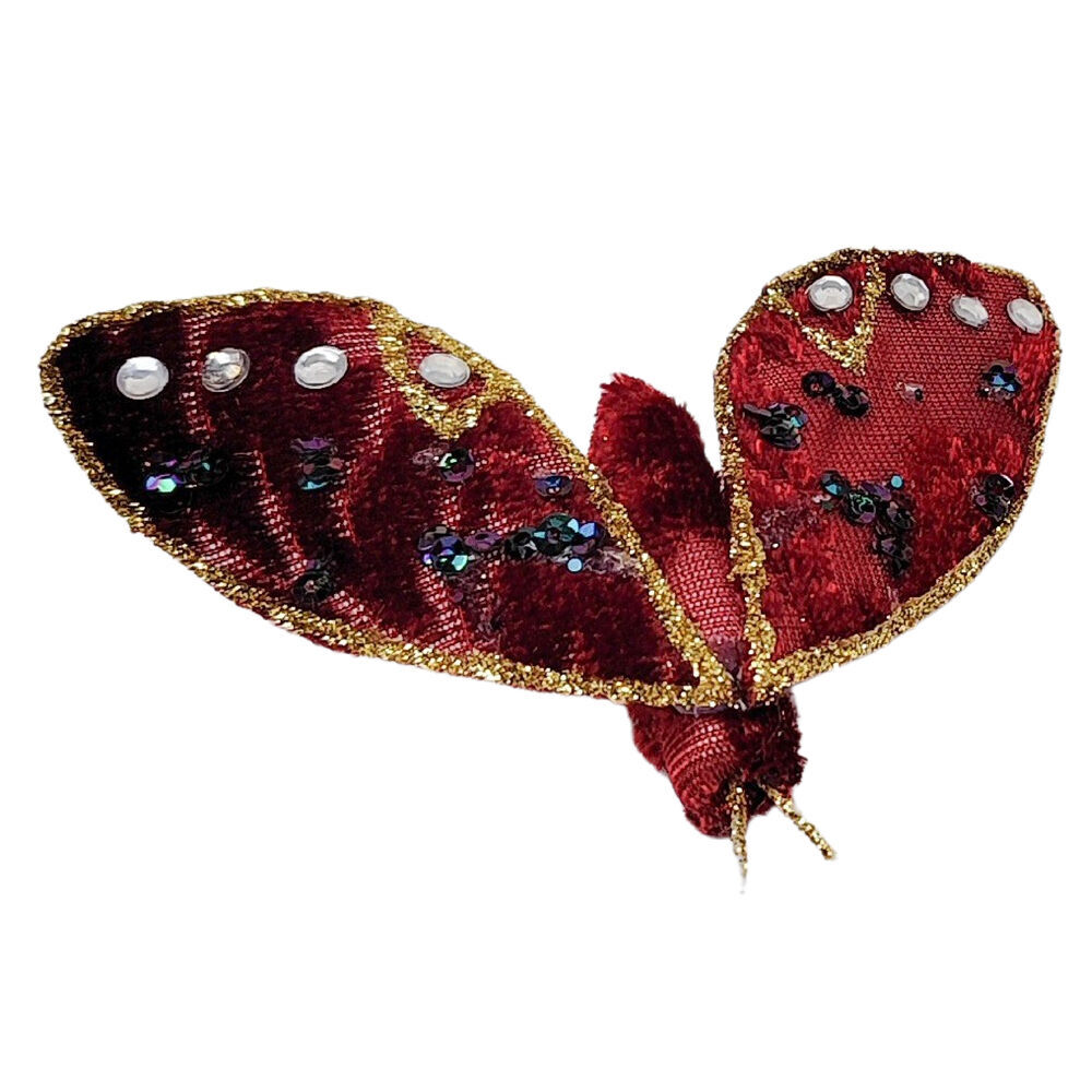 Urban 9cm Burgandy/Red Moth Clip Christmas Decoration Ornament