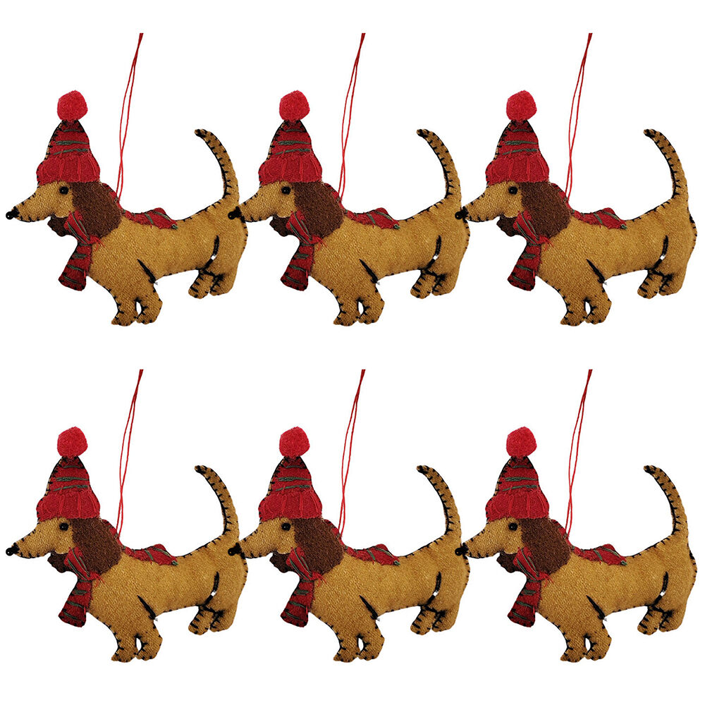 Urban Pug/Sausage Dog Hanging Decoration 13cm Brown Assorted (6 Pack)