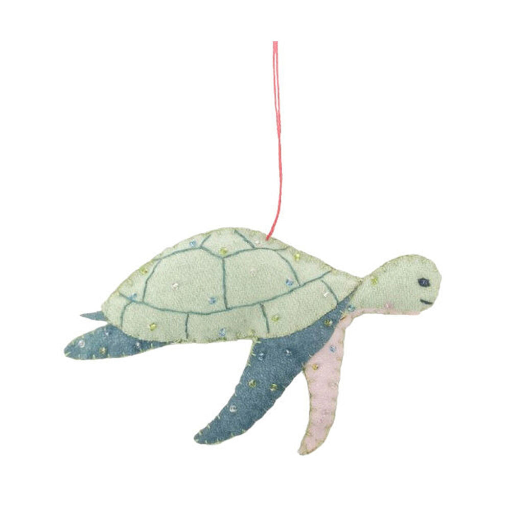 Urban 12cm Green Wool Felt Turtle Fabric Hanging Christmas Decoration