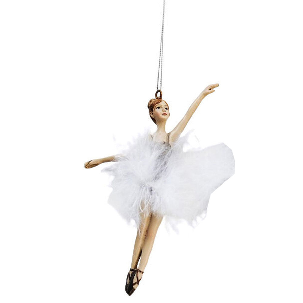 Urban 13cm White Dancing Ballerinas Hanging Decoration Assorted