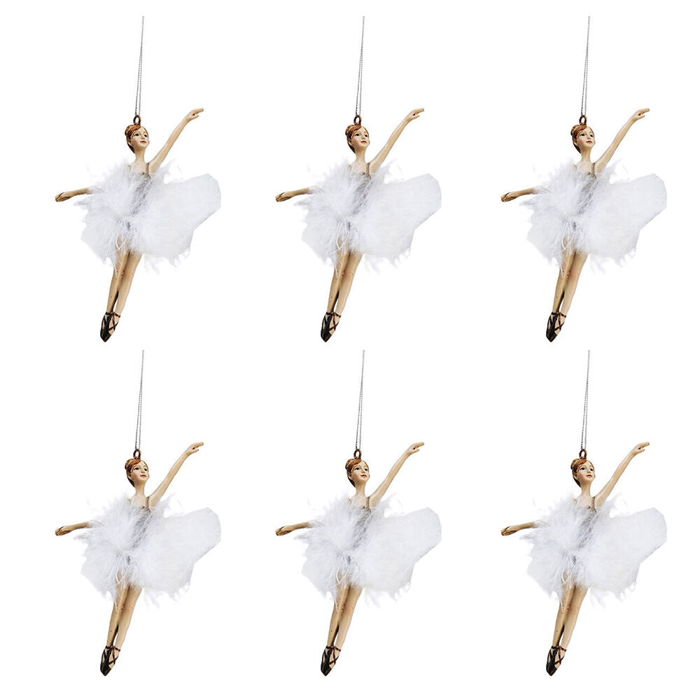 Urban Dancing Ballerinas Hanging Decoration 13cm White Assorted (6 Pack)