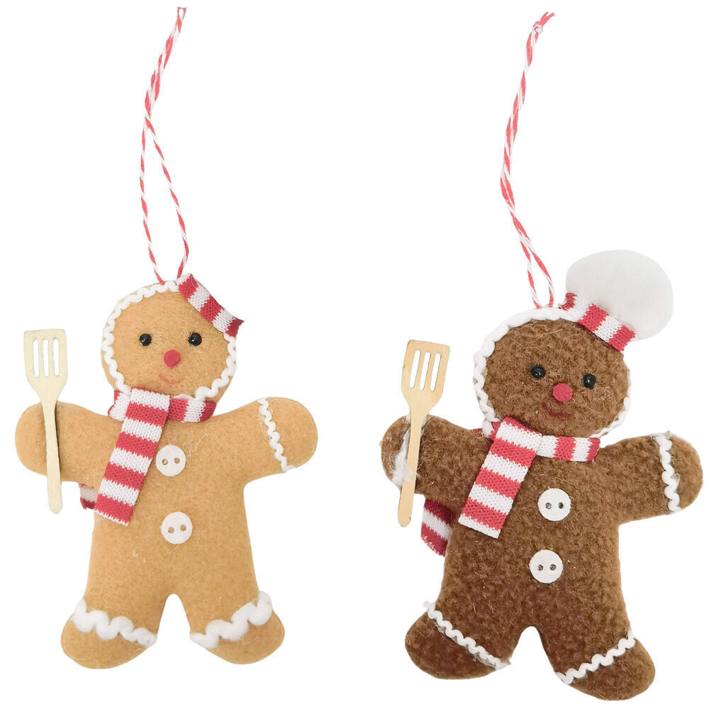 Urban Gingerbread Hanging Christmas Decoration 9cm Brown/Red/White Assorted (9 Pack) — image 4