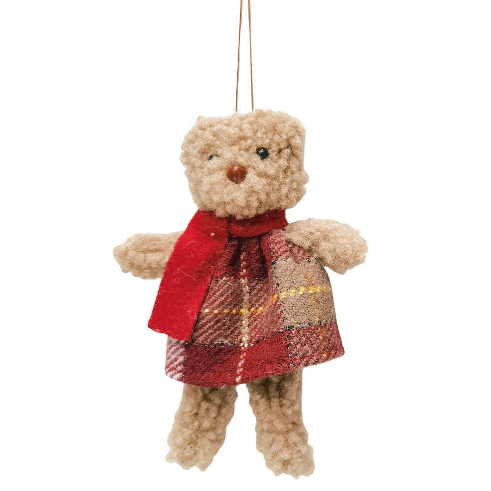 Urban Teddy Hanging Christmas Decoration 14cm Red/Brown Assorted (4 Pack) — image 2