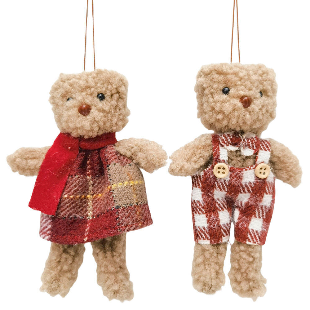 Urban Teddy Hanging Christmas Decoration 14cm Red/Brown Assorted (4 Pack) — image 4