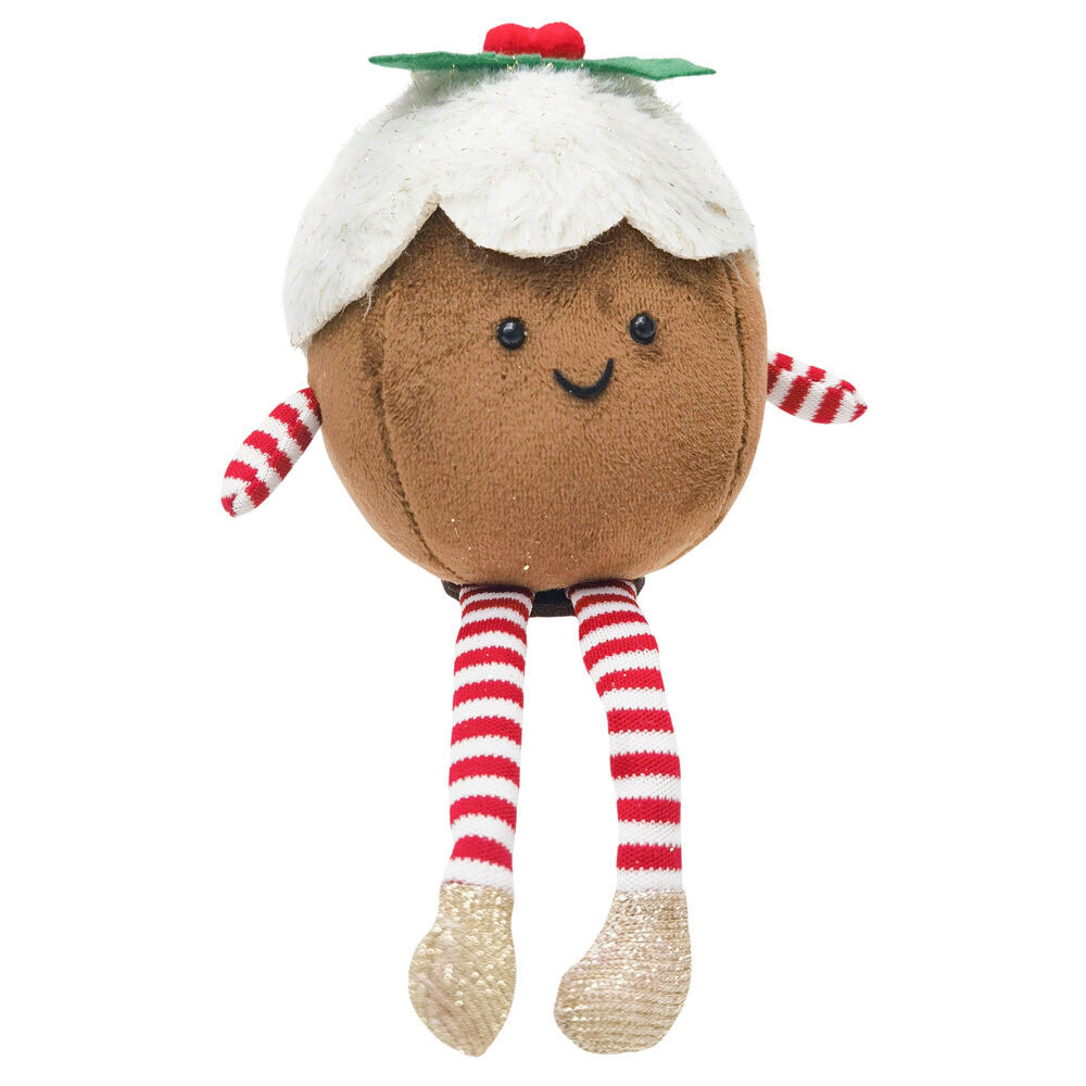 Urban 22cm Brown/White Fluffy Pudding Sitting Christmas Decoration
