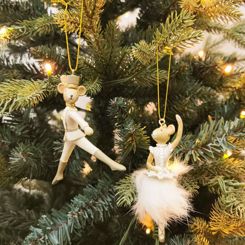 Urban Nutcracker/Ballerina Mice Resin Hanging Decor 11cm Bisque Assorted (4 Pack) — image 3