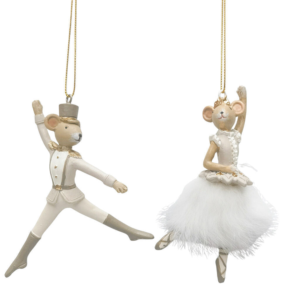 Urban Nutcracker/Ballerina Mice Resin Hanging Decor 11cm Bisque Assorted (4 Pack) — image 4