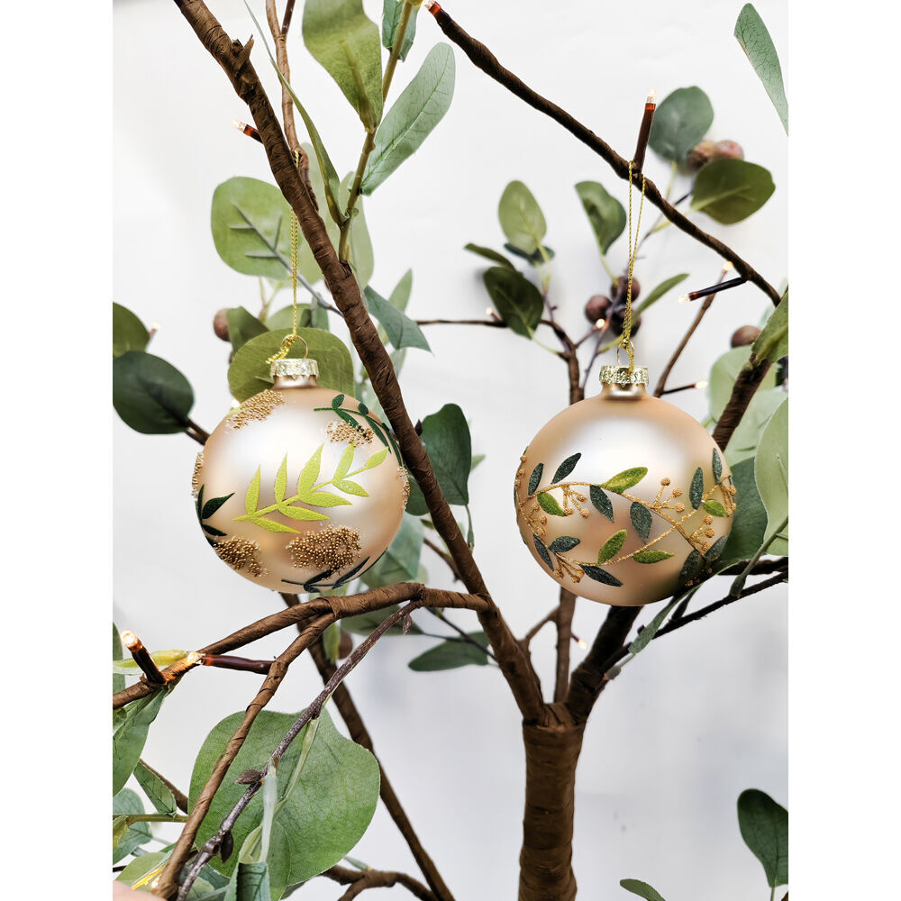 Urban 8cm Green Pretty Leaf Baubles Hanging Decoration Assorted — image 2