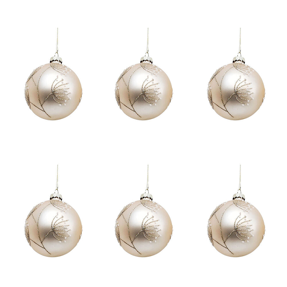 Urban Blossom Baubles Hanging Decoration 8cm Champagne Assorted (6 Pack)