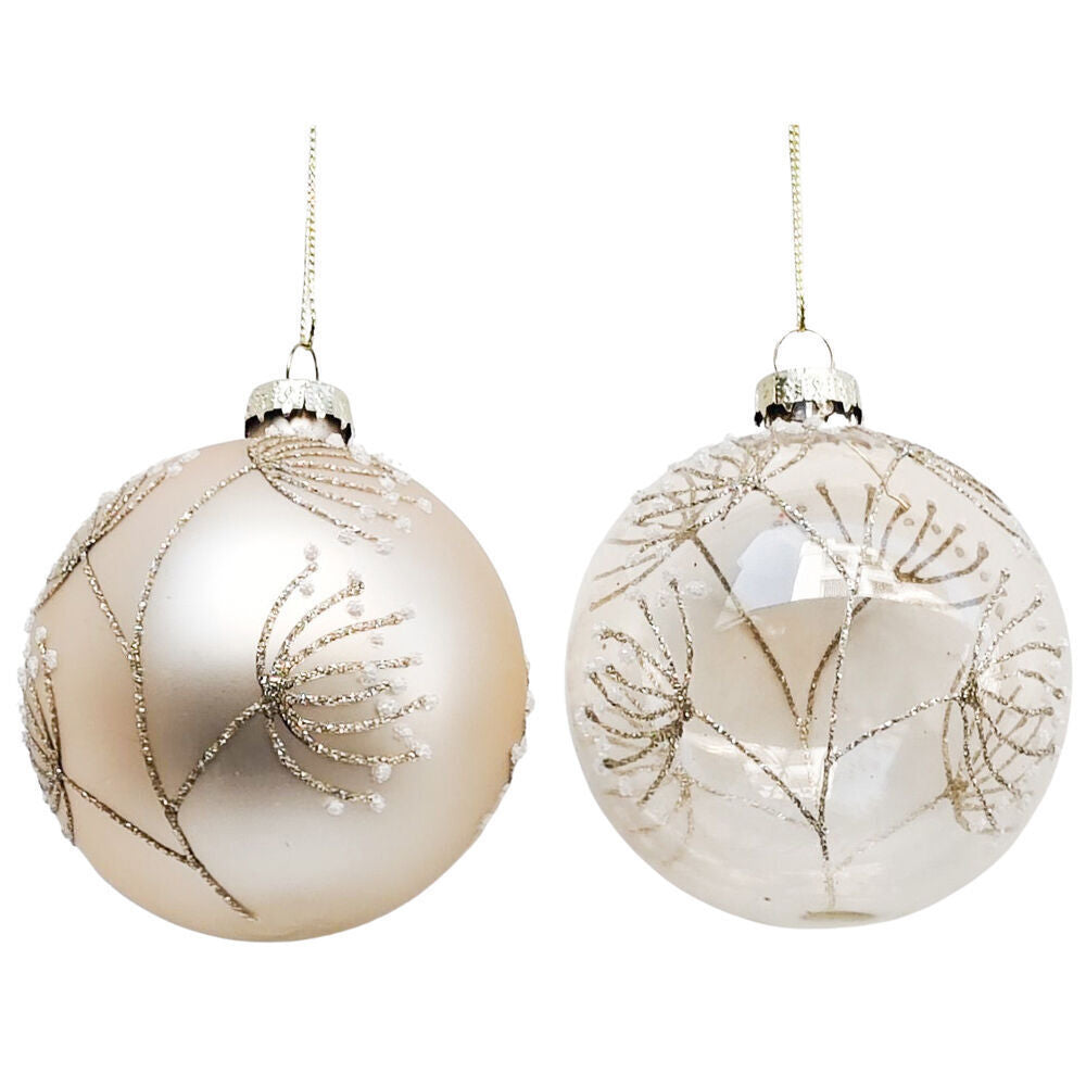 Urban Blossom Baubles Hanging Decoration 8cm Champagne Assorted (6 Pack) — image 4