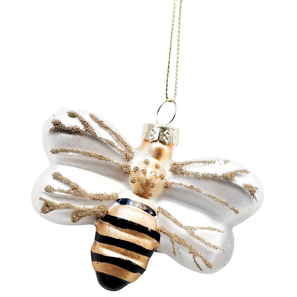 Urban 8cm Gold Glass Bee Hanging Christmas Tree Decoration Ornament