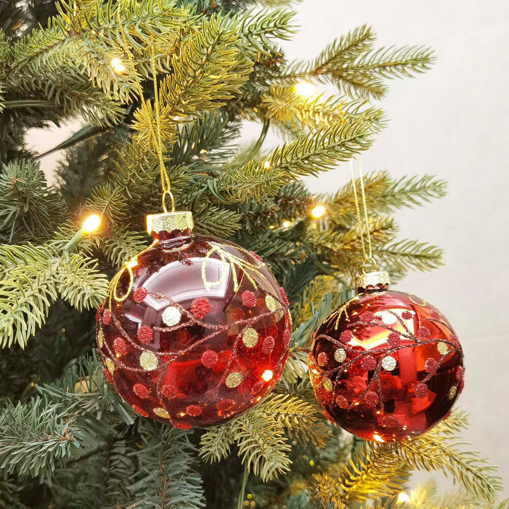 Urban Berries Baubles Hanging Christmas Decoration 8cm Red Assorted (4 Pack) — image 3