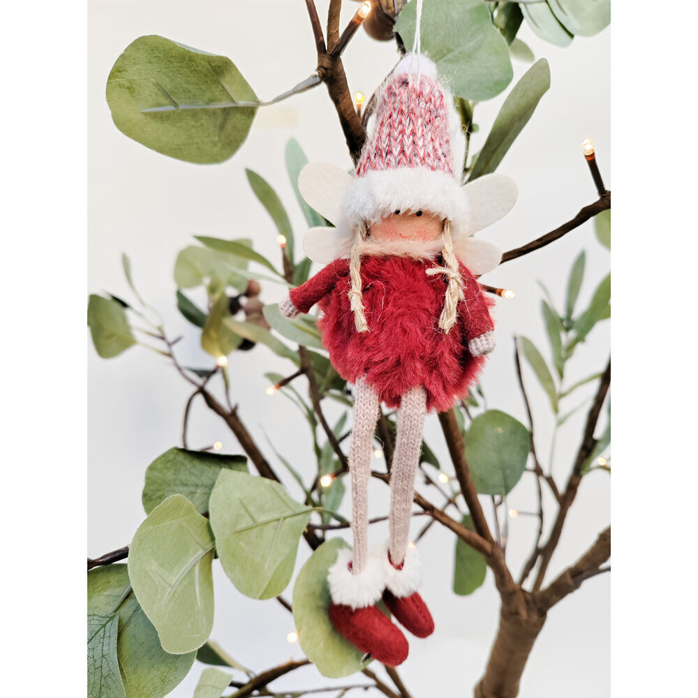 Urban Fluffy Angels Hanging Christmas Tree Decoration 20cm Red (4 Pack) — image 3