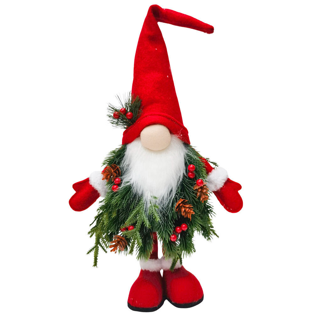 Urban 52cm Red/White/Green Tomte Ent with Hat Standing Christmas Decoration