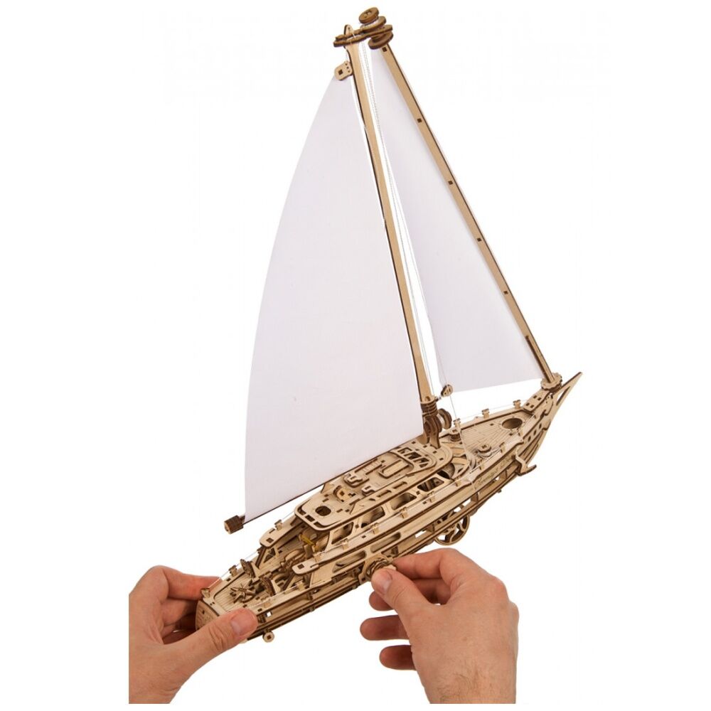 Ugears 365pc 14y+ Serenity's Dream Model Yacht Wooden 3D Puzzle w/Spring Motor — image 4
