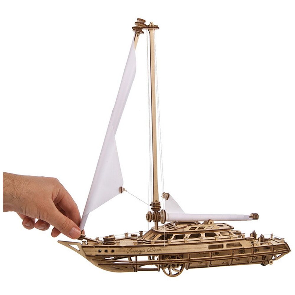Ugears 365pc 14y+ Serenity's Dream Model Yacht Wooden 3D Puzzle w/Spring Motor — image 6