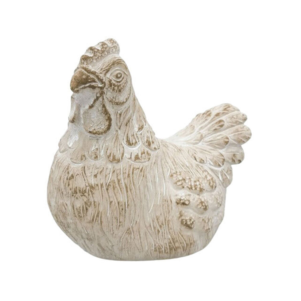 Urban 15cm Bisque Ceramic Fable Chicken Ornament Outdoor Garden Decor