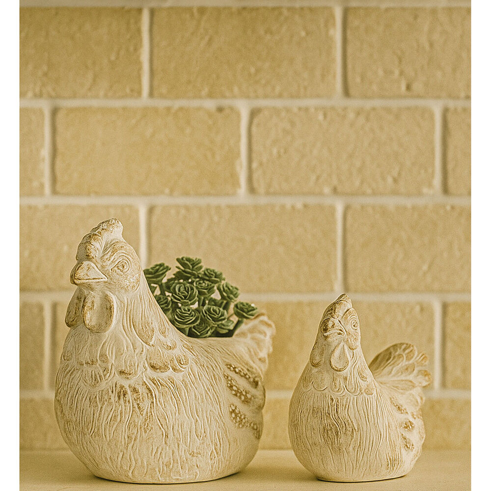 Urban 15cm Bisque Ceramic Fable Chicken Ornament Outdoor Garden Decor — image 2