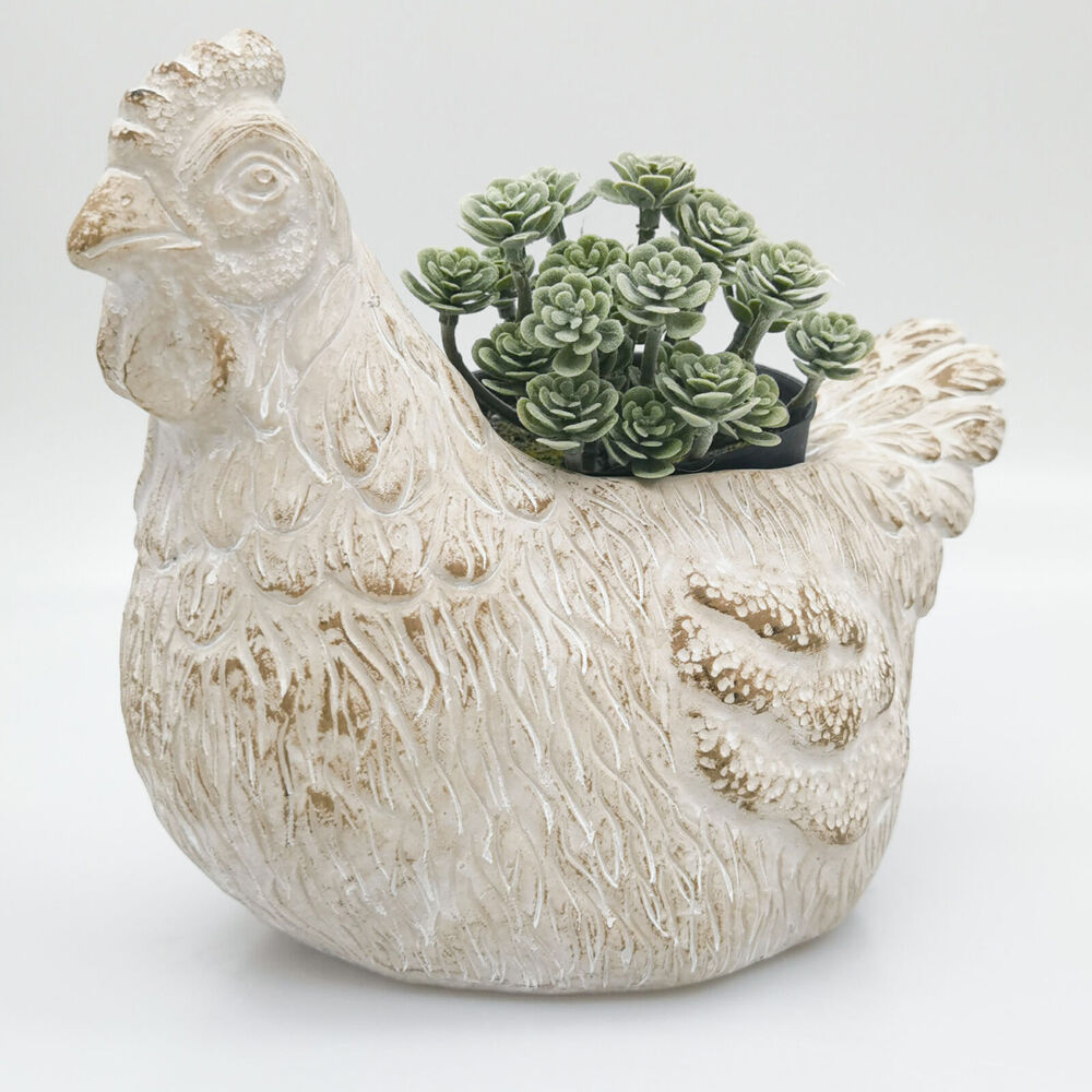 Urban 20x25cm Bisque Ceramic Fable Chicken Outdoor Planter Pot — image 3