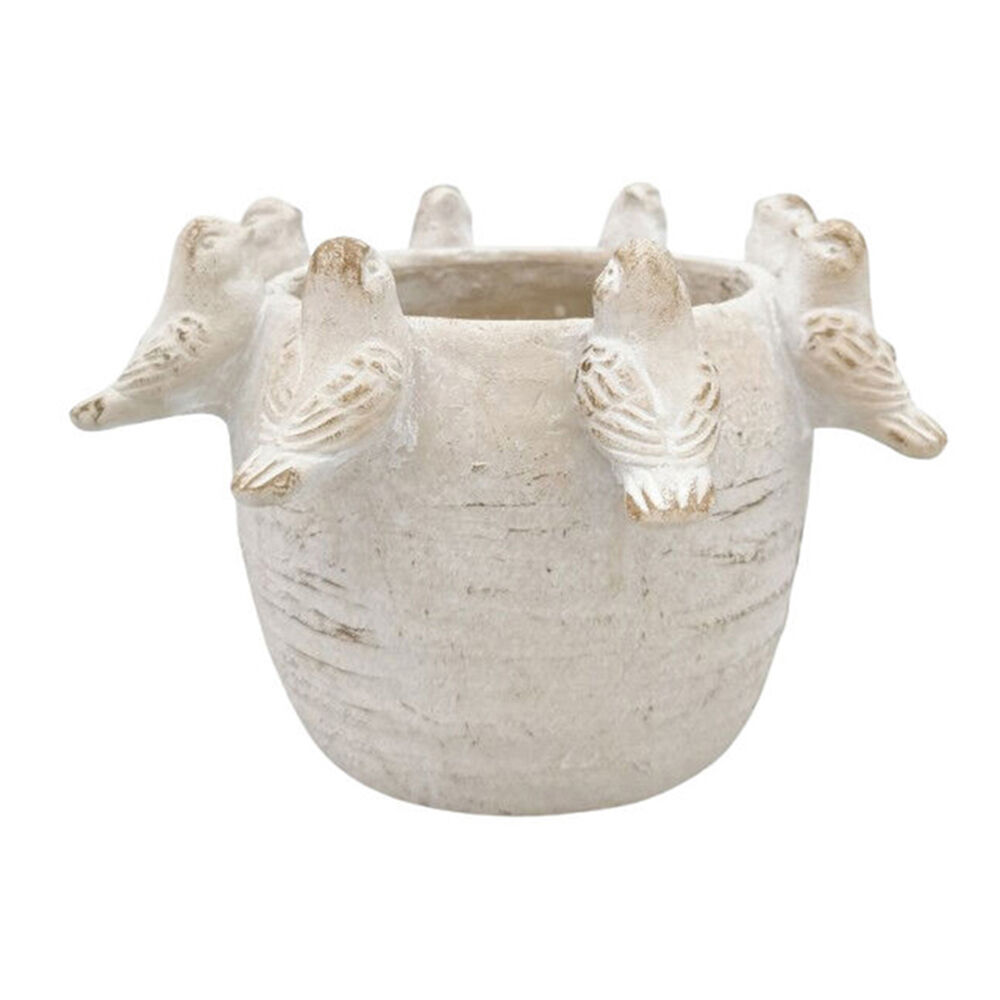 Urban 24x15cm Bisque Ceramic Fable Birds Outdoor Planter Pot Medium