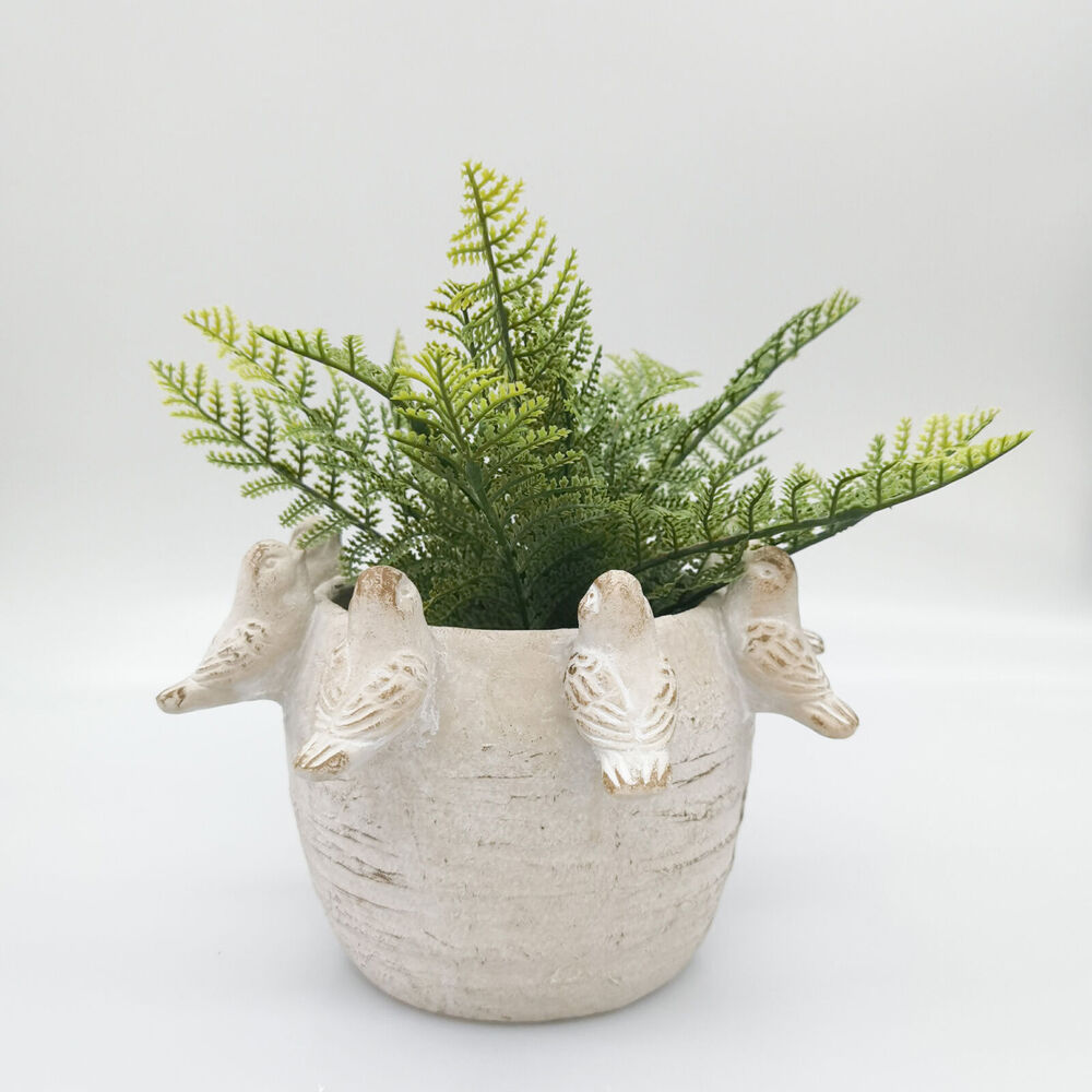 Urban 24x15cm Bisque Ceramic Fable Birds Outdoor Planter Pot Medium — image 2