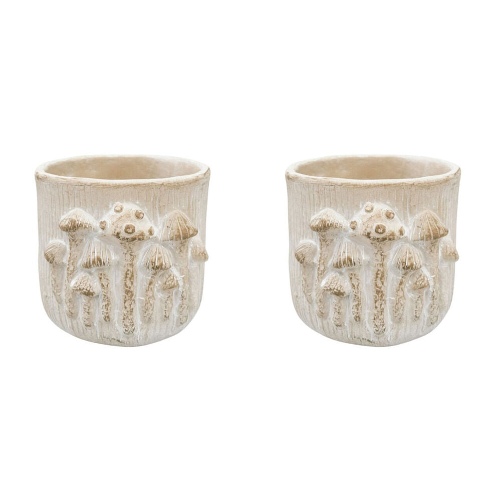 Urban Ceramic Fable Toadstool Outdoor Planter Pot Medium 16x19cm Bisque (2 Pack)