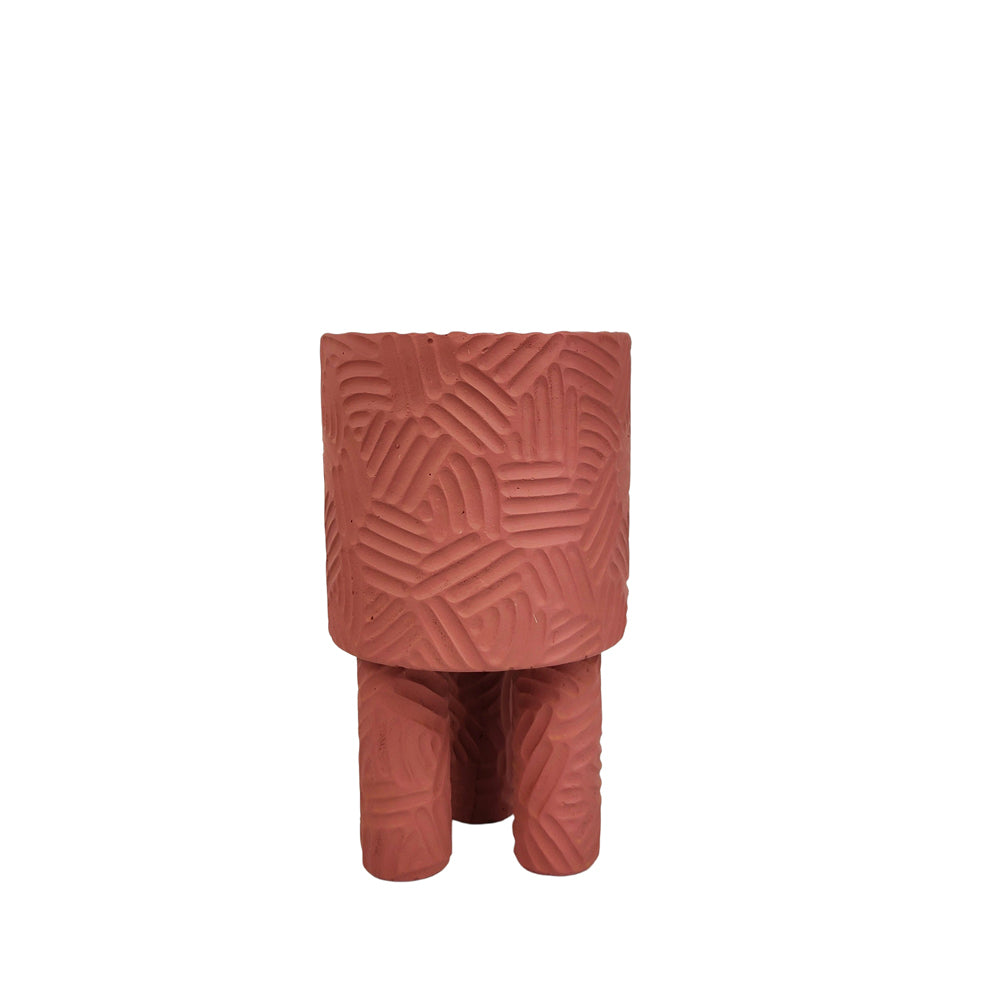 Urban Enola 21cm Concrete Tall Planter Flower/Plant Pot w/ Legs Home Decor Pink