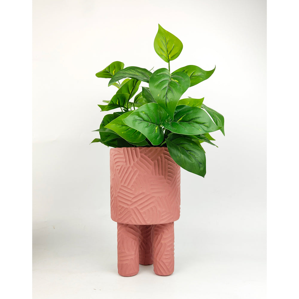 Urban Enola 21cm Concrete Tall Planter Flower/Plant Pot w/ Legs Home Decor Pink — image 3