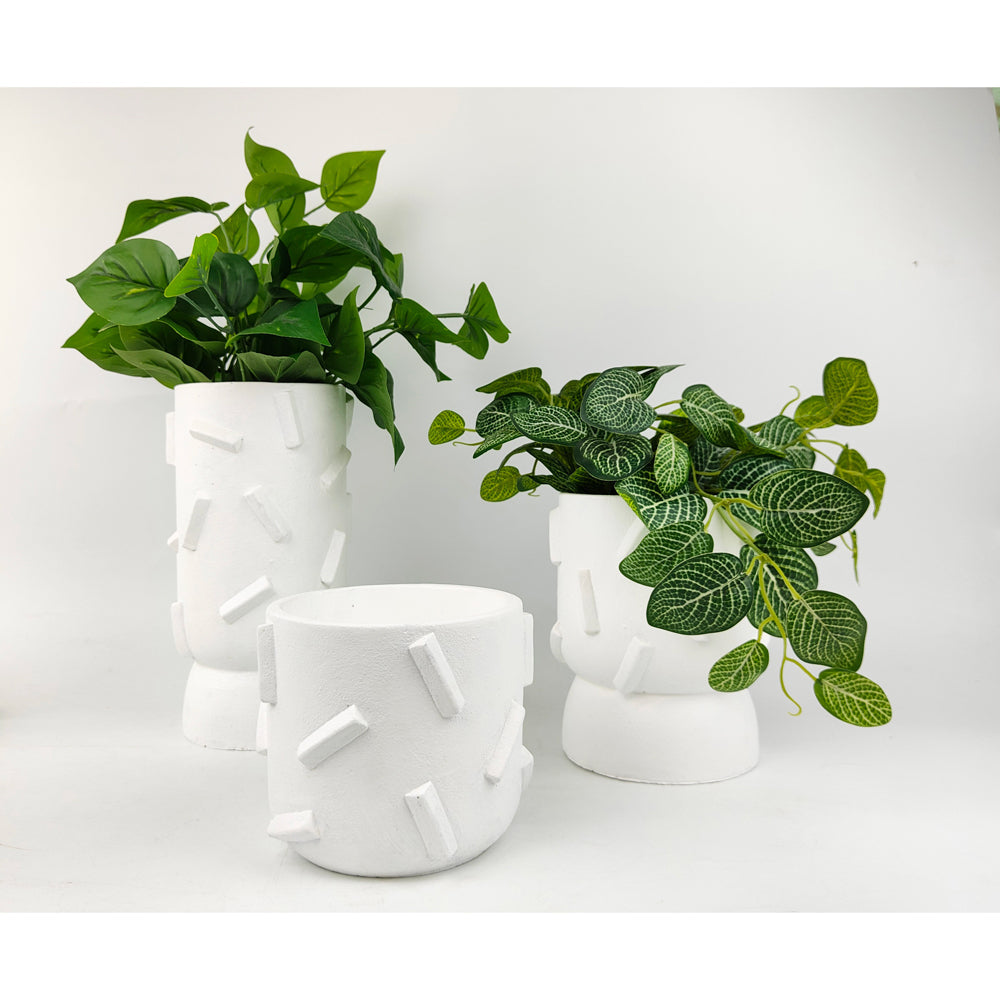 Urban Felix 18cm Concrete Planter Flower/Plant Pot Home Decor Medium White (2 Pack)