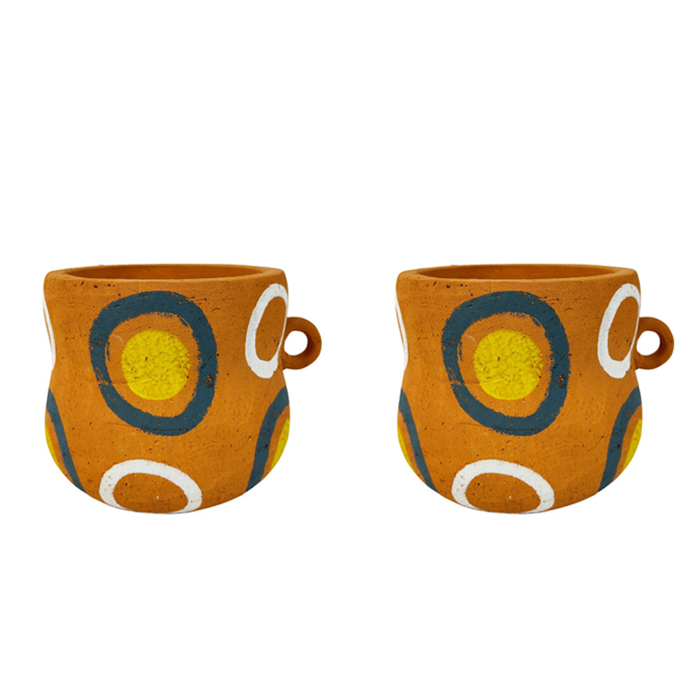 Urban Maliah Concrete Circle 16cm Planter Pot Medium - Terracotta (2 Pack)