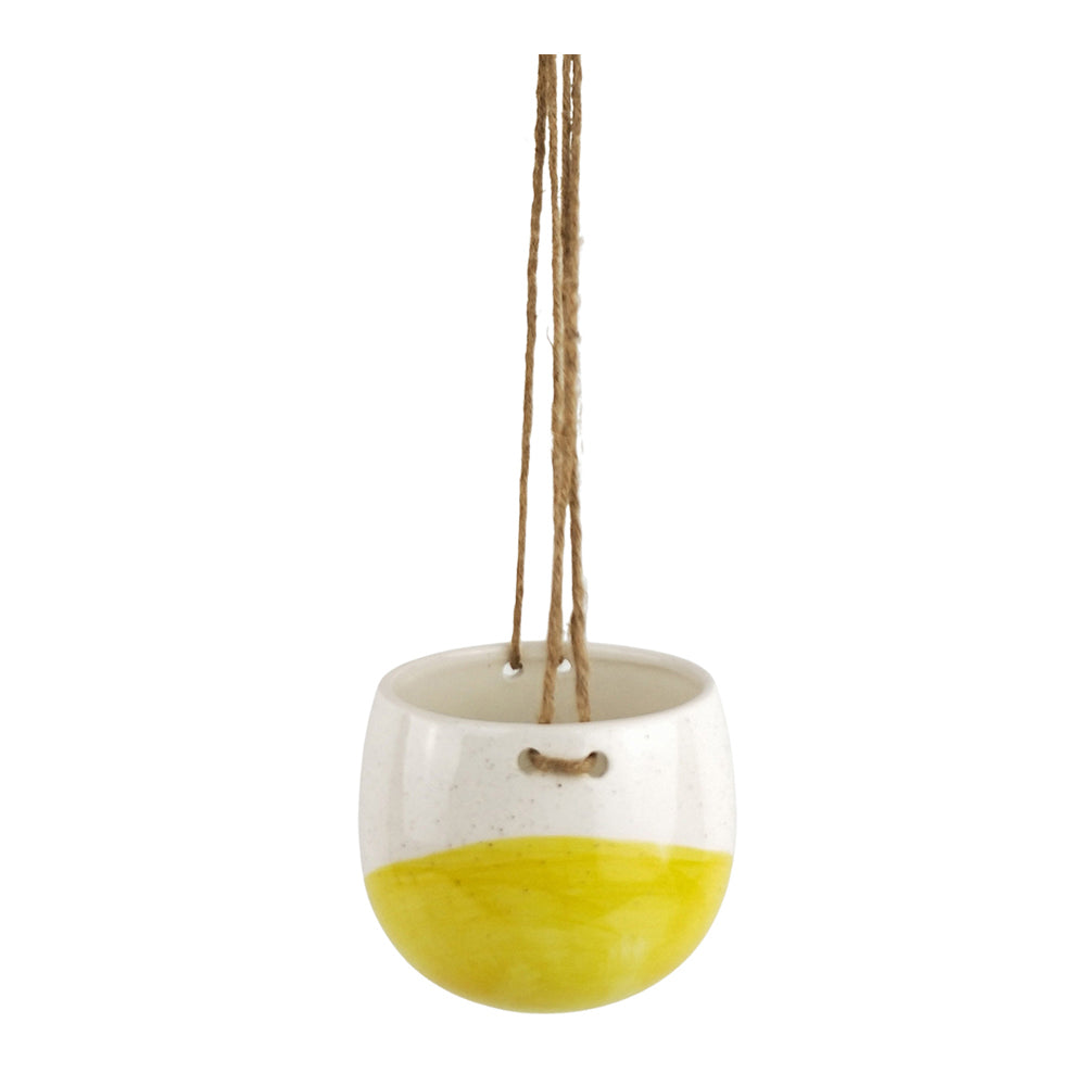 Urban Avery 11cm Ceramic Dot Round Hanging Planter Flower Plant Pot Small Yellow