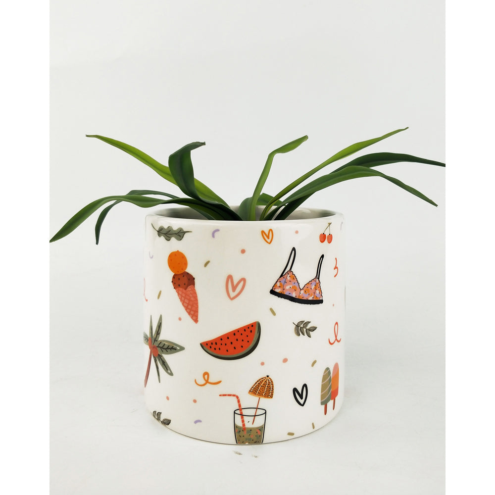 Urban Summer Fun Ceramic Planter Flower/Plant Pot Home Desk Decor — image 2