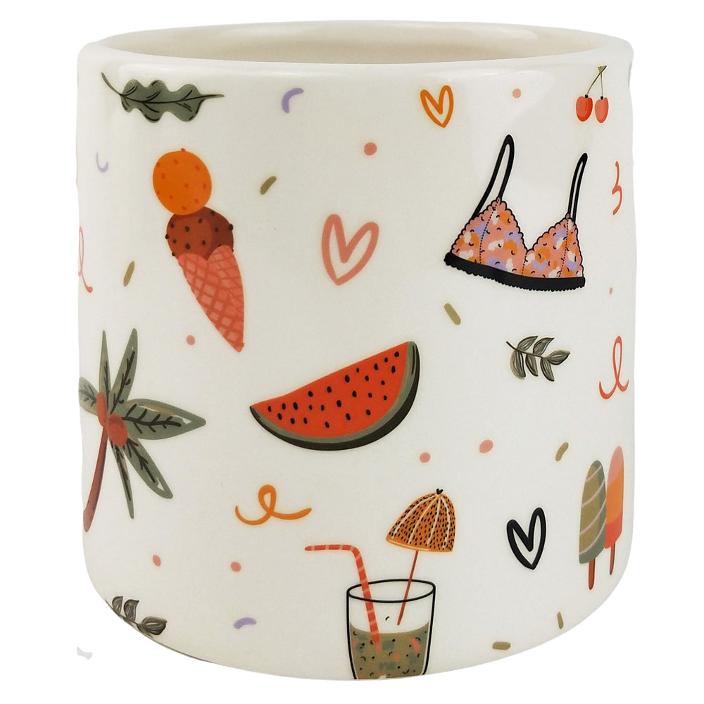 Urban Summer Fun Ceramic Planter Flower/Plant Pot Home Desk Decor — 12cm Small