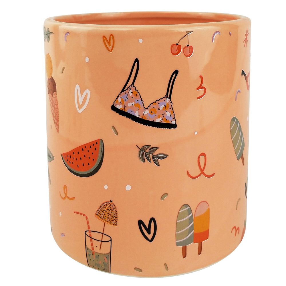 Urban Summer Fun Ceramic Planter Flower/Plant Pot Home Desk Decor — 16cm Medium