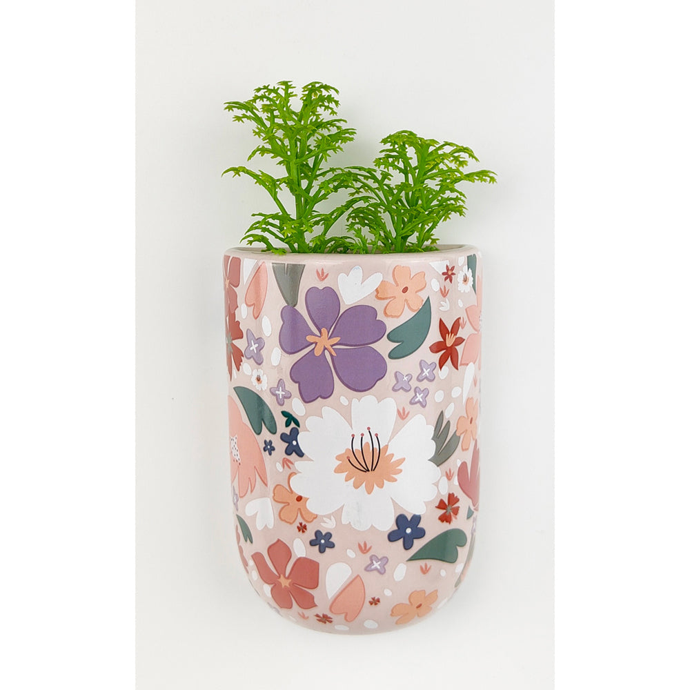 Urban Mae 10cm Ceramic Floral Magnet Planter Colourful Flower/Plant Pot Decor (4 Pack)
