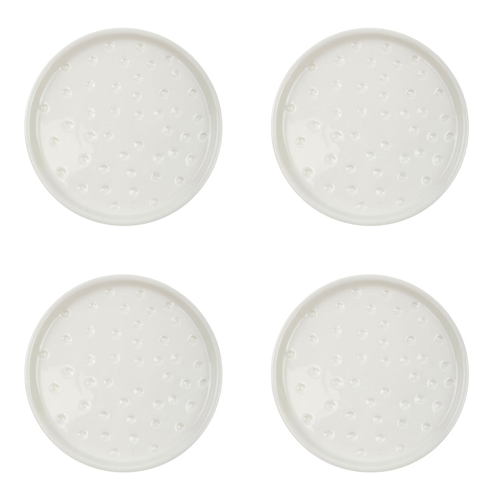 Urban 14cm Spotted Ceramic Saucer Home/Garden Plant Pot Drip Plate Small WHT (4 Pack)