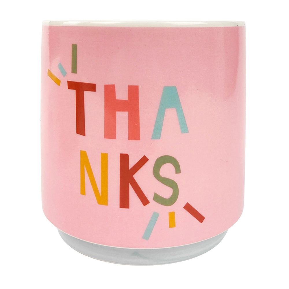 Urban 13cm Funky Quote Thanks Ceramic Planter Garden Decor Plant/Flower Pot Pink