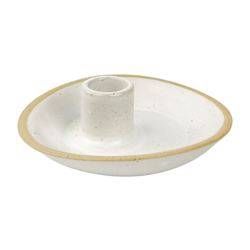 Urban 4cm Ceramic Single Tapered Candle Holder Storage Home/Room Decor White