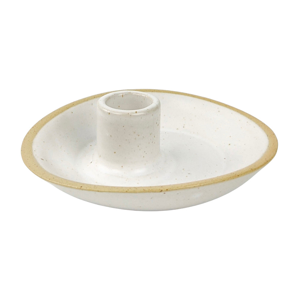 Urban 4cm Ceramic Single Tapered Candle Holder Storage Home/Room Decor White (2 Pack)